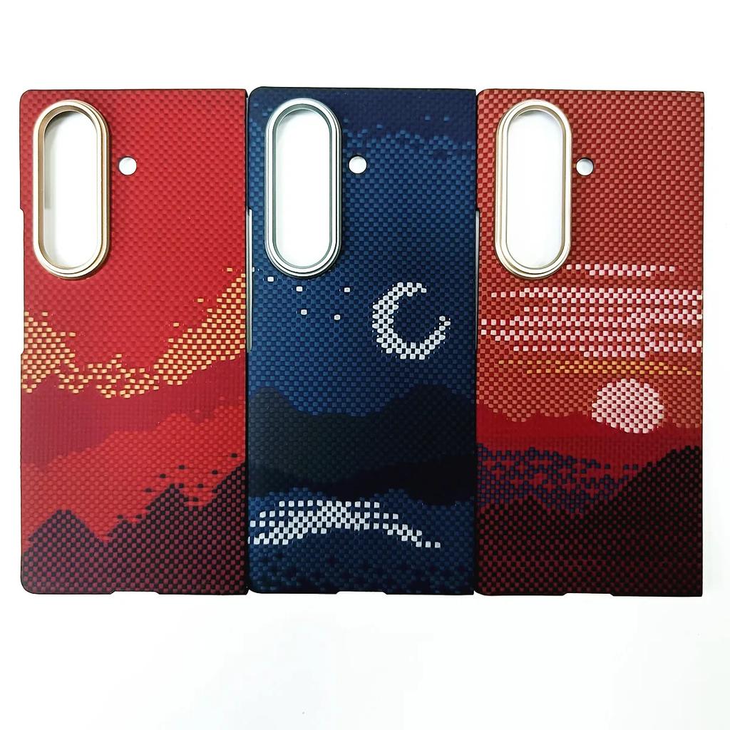 Real Aramid Carbon Fiber For Magsafe Case For Samsung Galaxy Z TriFold Matte Magnetic Woven Scenery View Shockproof Back Cover