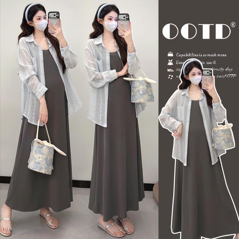 Summer 2026 Korean Style Maternity 2-Piece Dress Set M