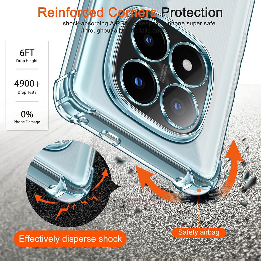 Anti-Knock AirBag Soft TPU Clear Phone Case Cover for Redmi Note 14 5G 4G Note 14 Pro 5G Note 14 Pro+ 5G Crystal Transparent Cases