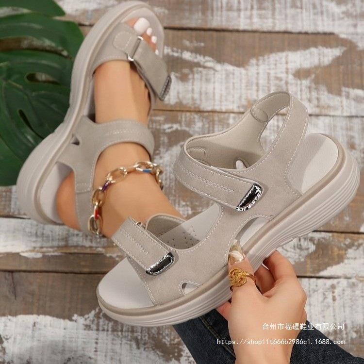 Border Trade Fashion Summer 2025 New Sandals Sports Wedge Heel Slippers Lightweight Velcro Beach Sandals