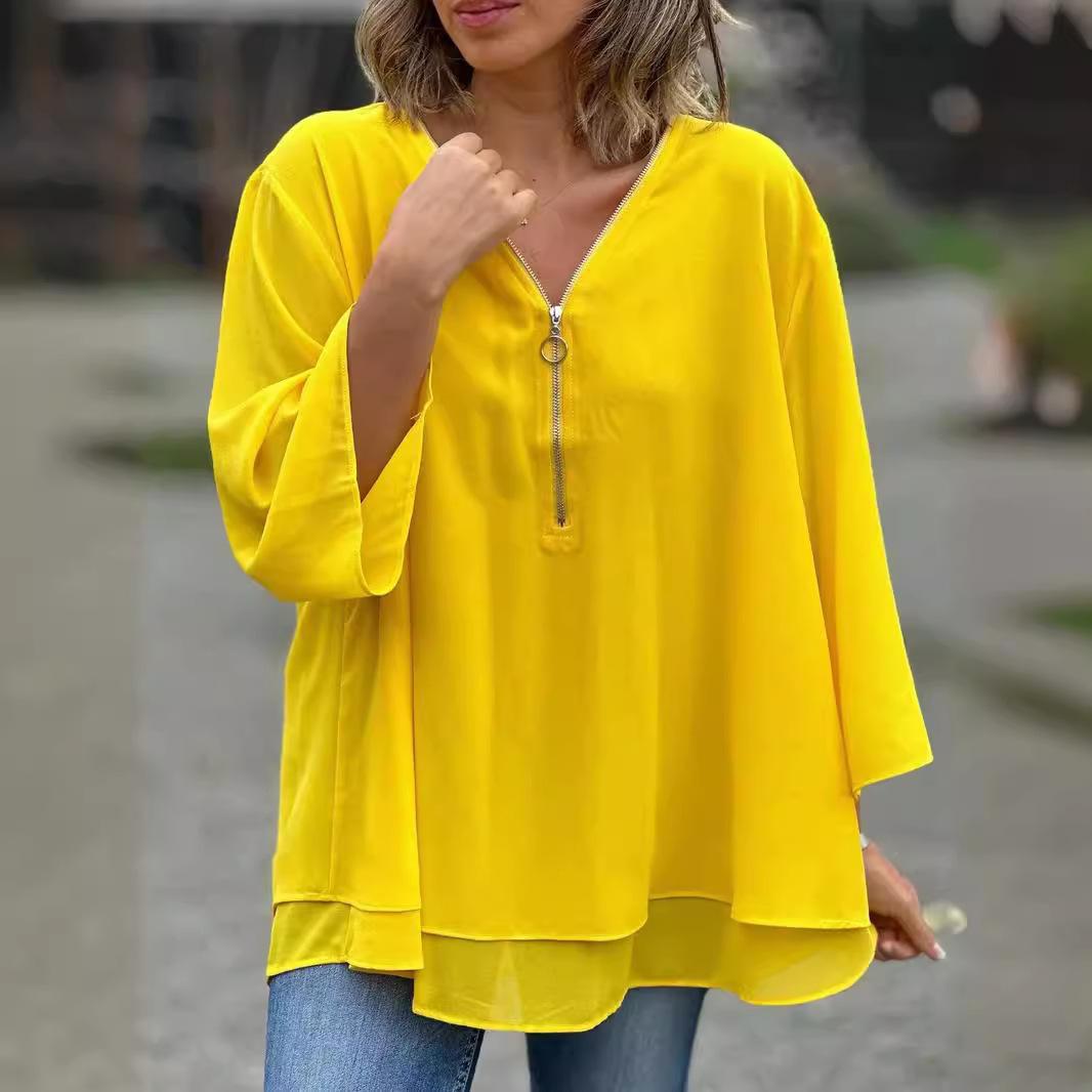 

Women s Chiffon Blouse - Solid Color, Loose, Casual, Stylish & Breathable 5XL червоний