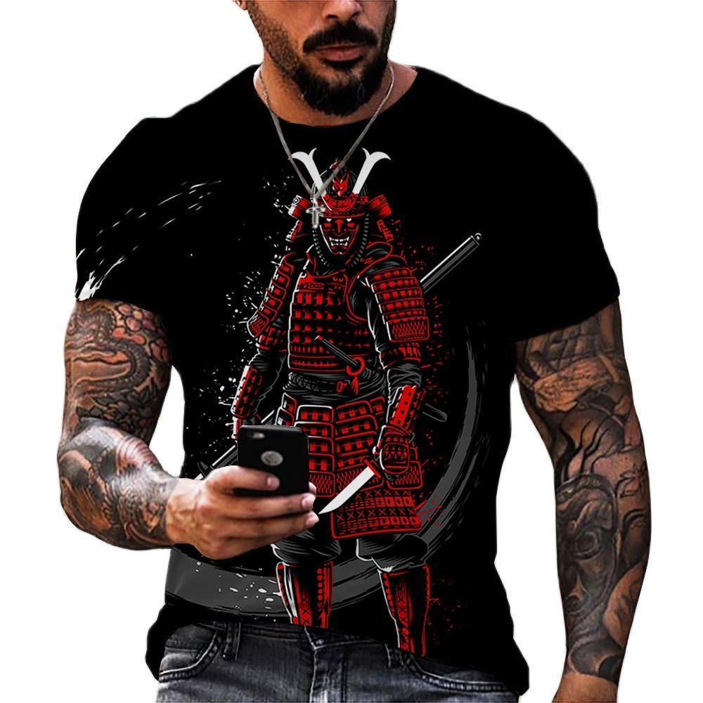 Vintage Samurai T-shirts For Men 3D Japan Style Print Short Sleeve Tops Street Hip Hop Streetwear Ninja Tees Men's T Shirt 3XL