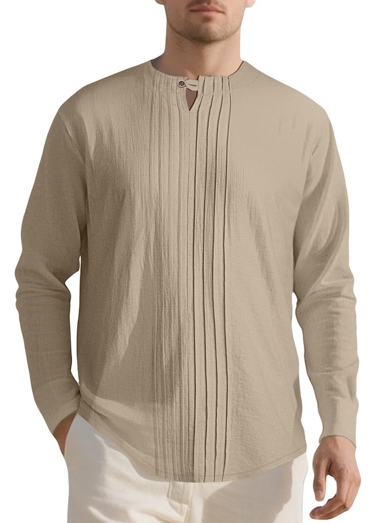 Cotton Linen Blend Crew Neck Sweater For Casual Men Summer