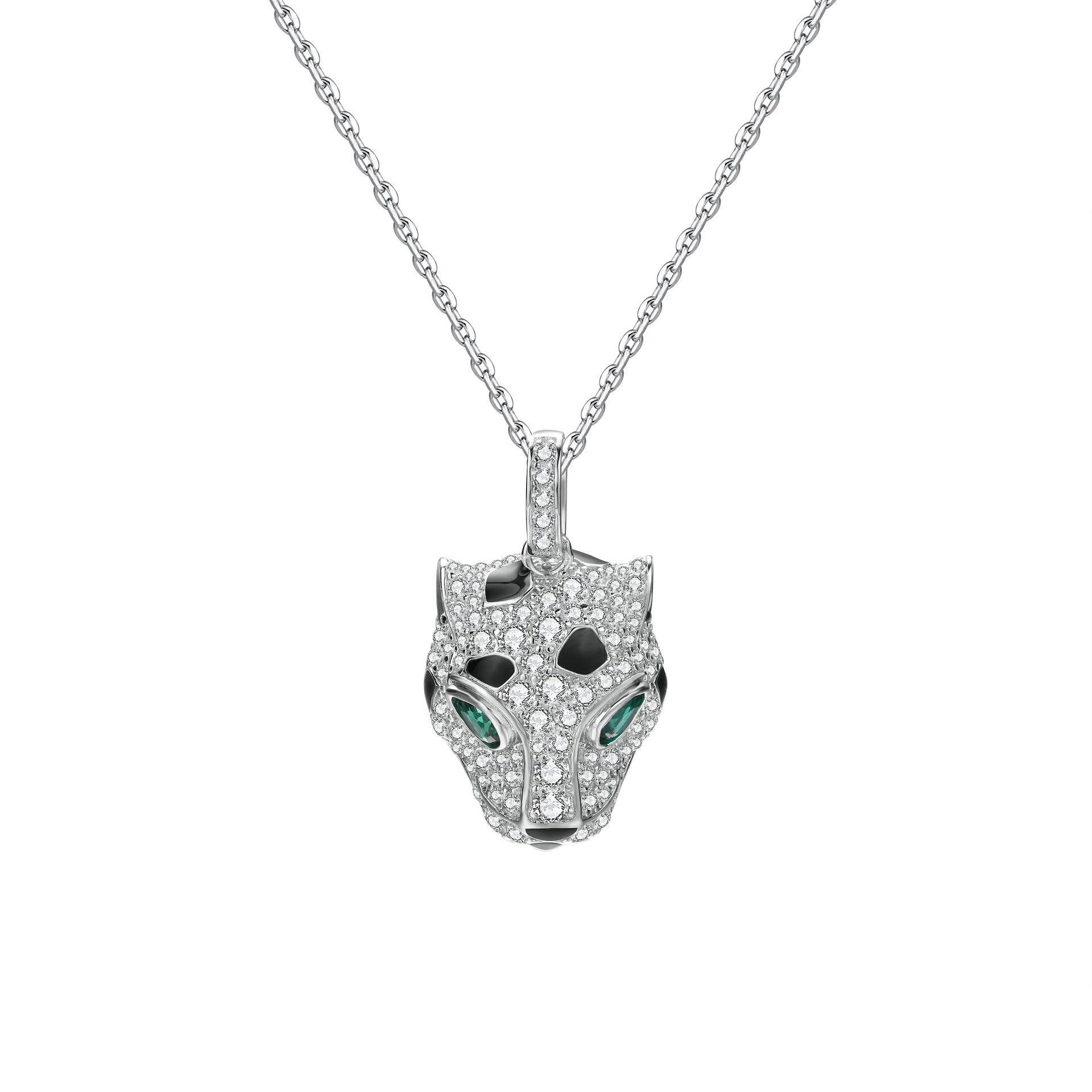 

Ожерелье с изумрудным глазом леопарда из серебра 925 пробы, не выцветающее женское ожерелье с леопардовым принтом 925 silver серый