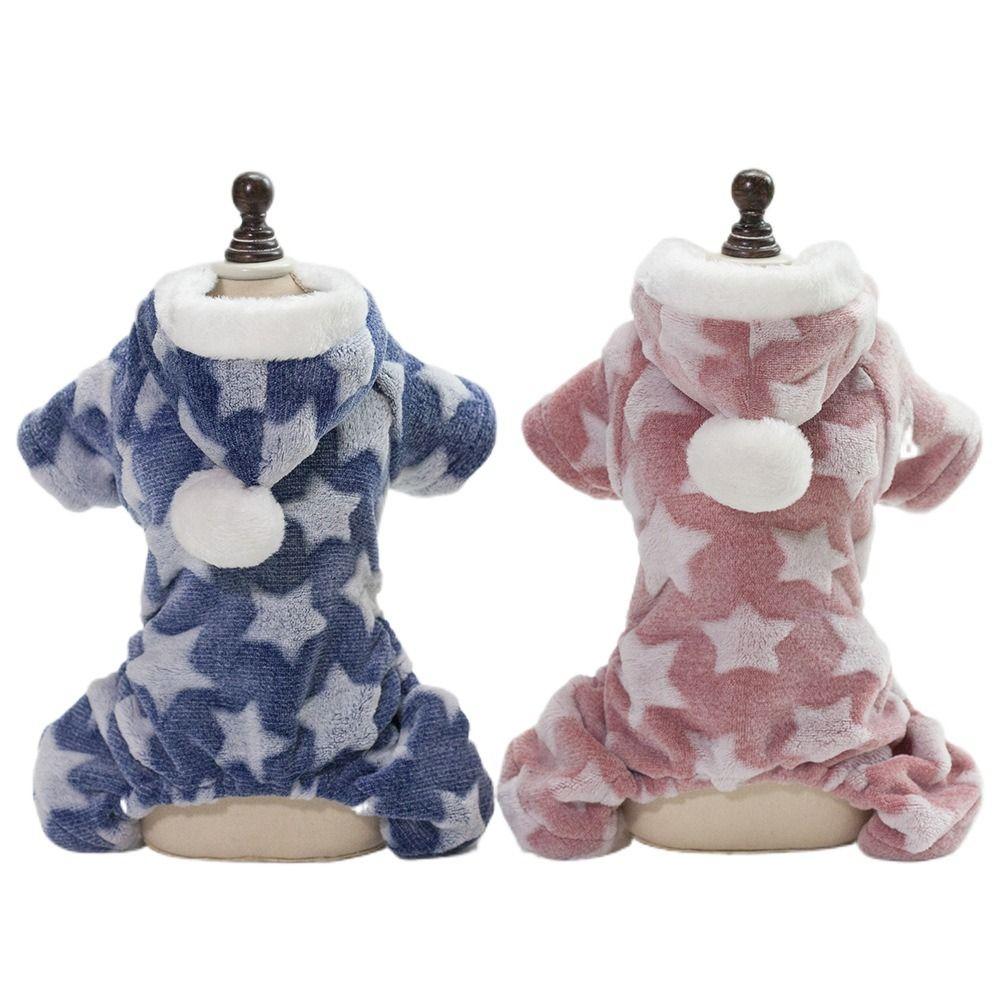 Soft Pet Four Legged Pajamas Warm Warm Puppy  Hooded Jackets Winter Warm Puppy Coat  Spring