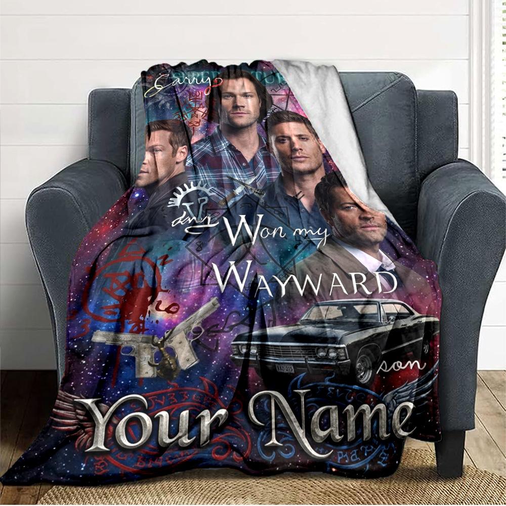 Name Custom Supernatural Print Flannel Blanket High Quality Warm Comfortable Cover for All Seasons Perfect for Gifts Home Decor