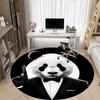 1pc Panda Print Chair Carpet for Office, Round Polyester Mat, Indoor Decor for Office, Easycare Fabric, Washable Non-slip Area Carpet