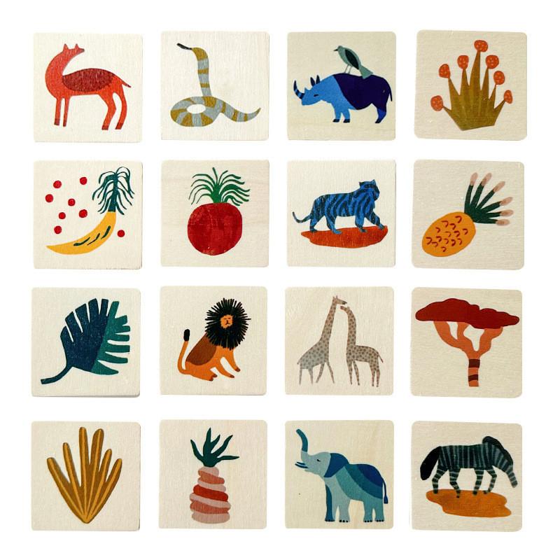 Card Wooden Animal Puzzle Toy Board Game Children Brain Teasers Logic Building