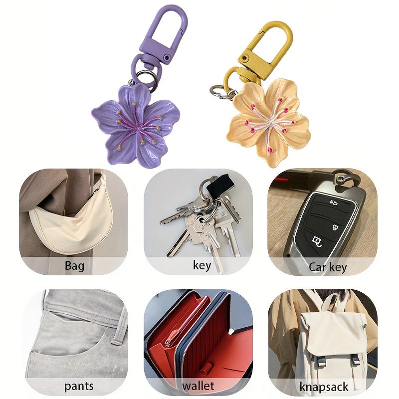 1PC Colorful Romantic Accessory Delicate Flower Sweet Keychain Giftable Backpack Stylish Cherry Blossom Cute 5.5x3cm