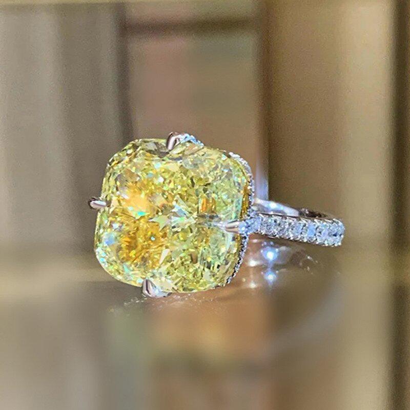 2026 New Elegant Korean New Zircon Ring Female Imitation Yellow Crystal Wax Set Square Fat Zircon for Banquet Attendance 7