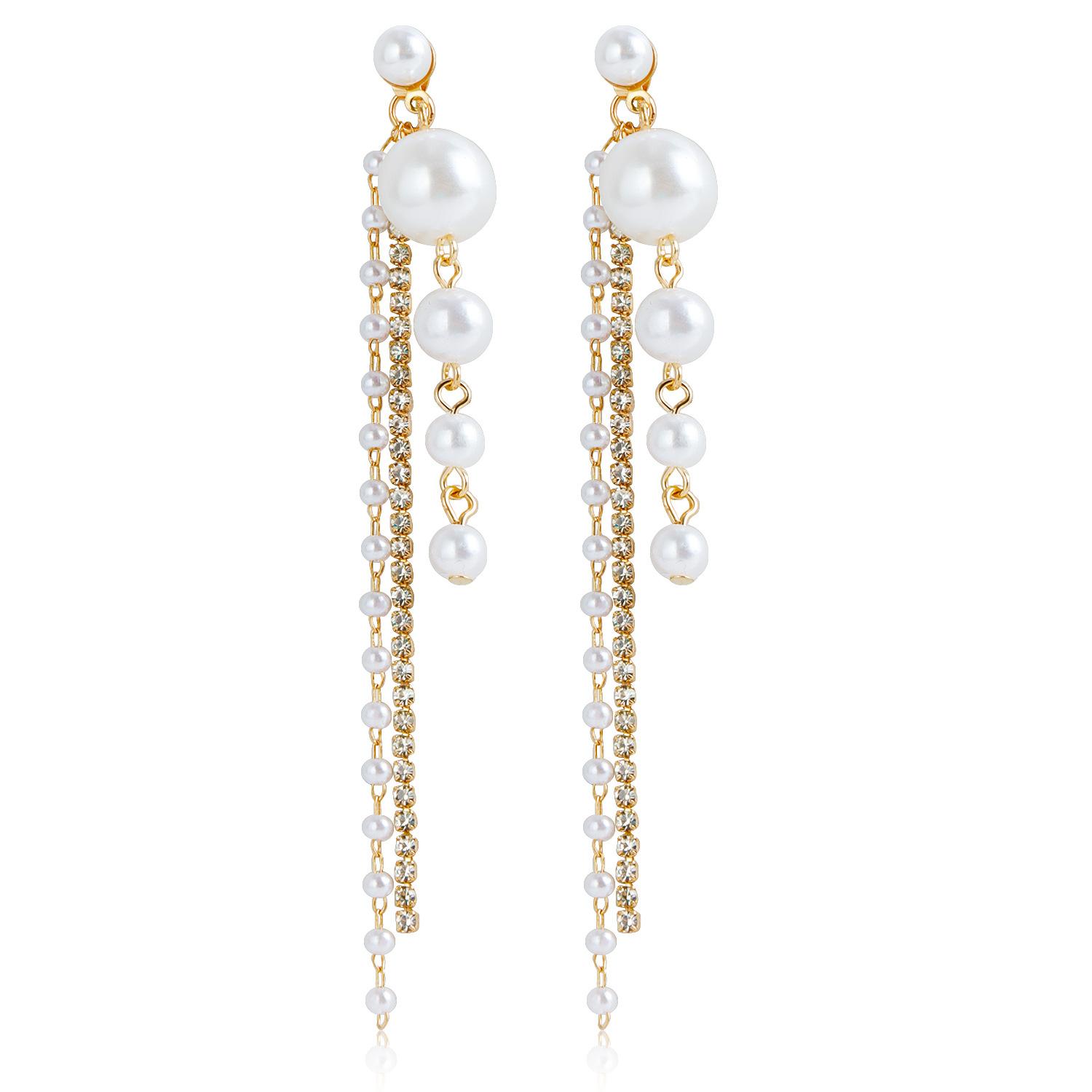 

Cross-Border Jewelry, New Trendy Earrings, High-End Temperament French Earrings, Fringed Light Luxury Imitation Pearl Earrings