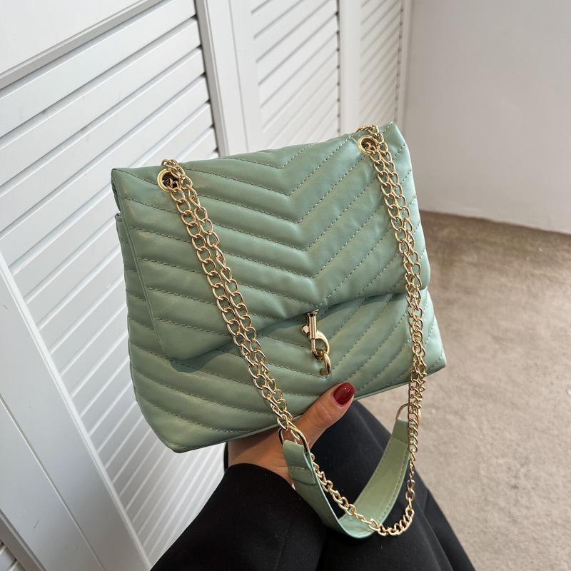 Casual Chain Crossbody Bags For Women Fashion Striped Shoulder Bag Large Capacity Flap Ladies Handbags