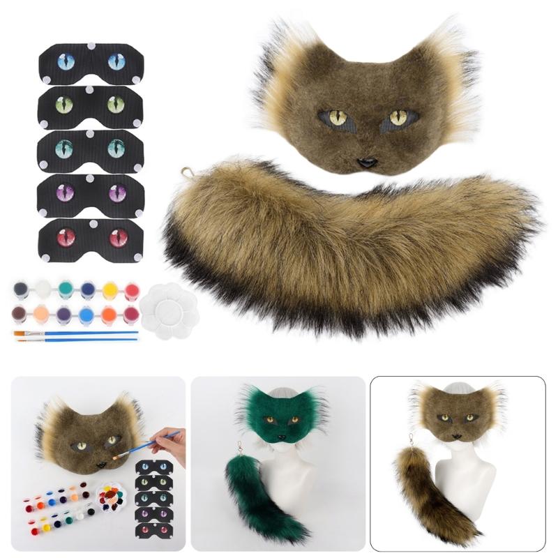 Flexible Mask With Plush Tail DIY Crafting Supply Costume Accessory For Costume And Creative Dressing Up Event