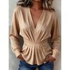 DICFY Women's Fashion Casual Autumn Winter Long Sleeve V-Neck Blouses & Shirts