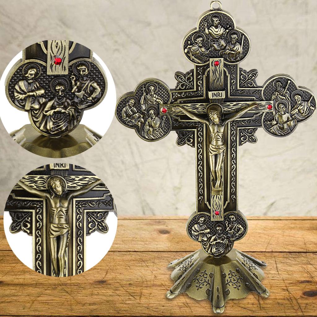 Church Relics Figurines Crucifix Jesus Christ On The Stand Cross Crucifix Home Chapel Decoration