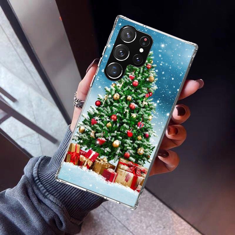Merry Christmas Tree Snow Phone Case For Samsung Galaxy S23 S24 S25 Edge S26 Ultra S22 + S21 Plus S20 FE Cover Silicone Print Sh