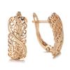 Champagne Gold Geometric Hollow Carved Earrings For Women Elegant Personalized Temperament Studs Fine Jewelry