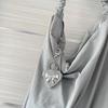 Korean Vintage Y2K Silver Heart Bow Pendant Keychain Charm