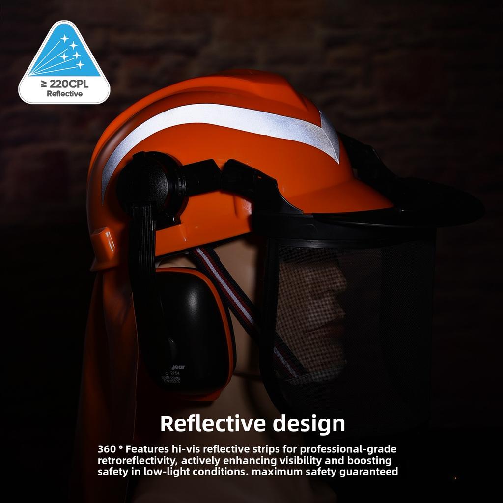 Forestry Chainsaw Helmet Adjustable SNR Earmuffs Mesh Goggles