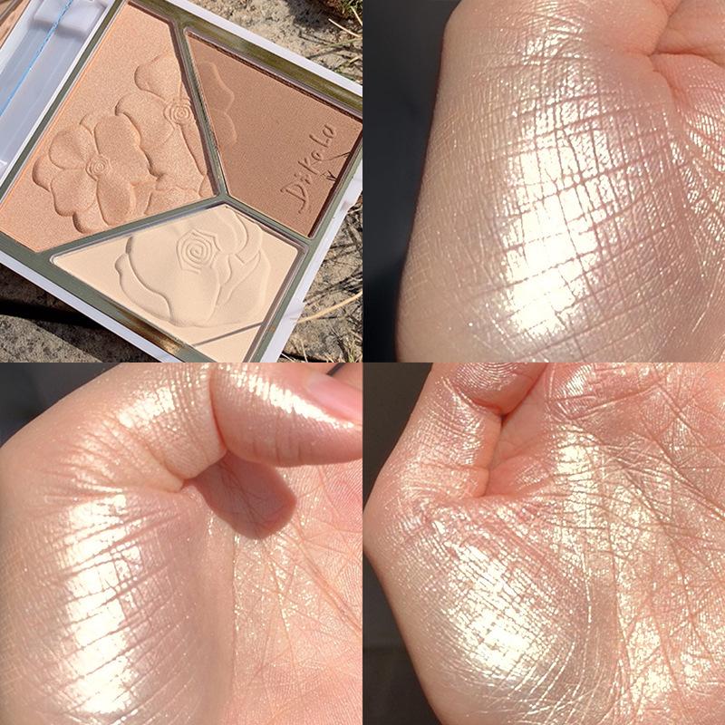 Dreifarbige Konturpalette: Highlighter, Rouge, Matter Nasen- & Lidschatten für Anfänger-Make-up - All-in-One, erschwingliche Make-up-Lösung