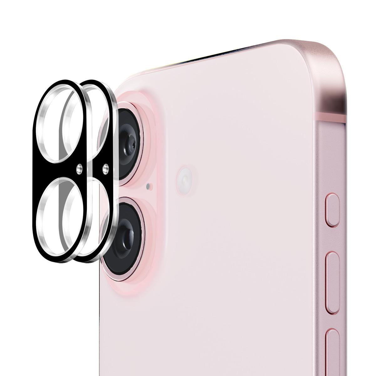 

ENKAY HAT PRINCE 2Pcs for iPhone 16/16 Plus Camera Lens Film Silk Printing Tempered Glass Lens Protector Type A