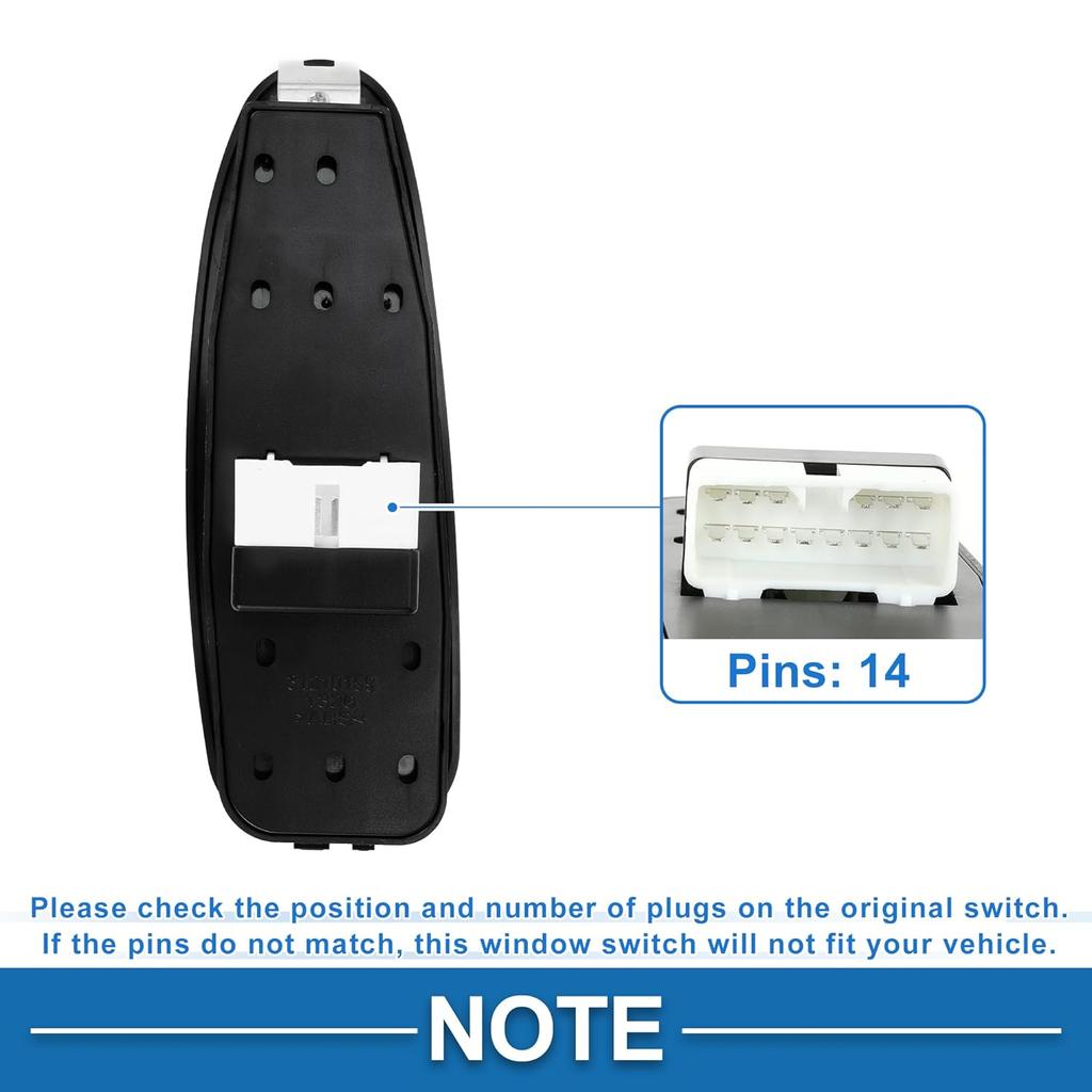 Power Window Switch No.0K2N266350A Front Left Driver Side Window Control Switch for Kia Spectra 2000-2004 Black