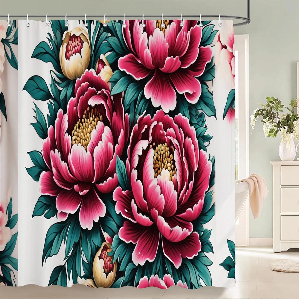 

Home Shower Curtains For Bathroom Waterproof Fabric Modern Nordic Style Rose Flowers Bathroom Curtains Shower Curtain W60H190(CM)-1 Pcs