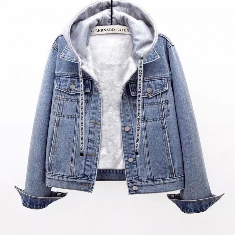 Denim Jacket Women's Fleece Thickened Autumn and Winter New Versatile Loose Thickened Cotton Clothes