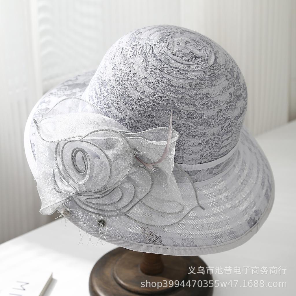 French retro lace flower bucket hat ladies summer outing versatile sunshade sunscreen socialite lady hat
