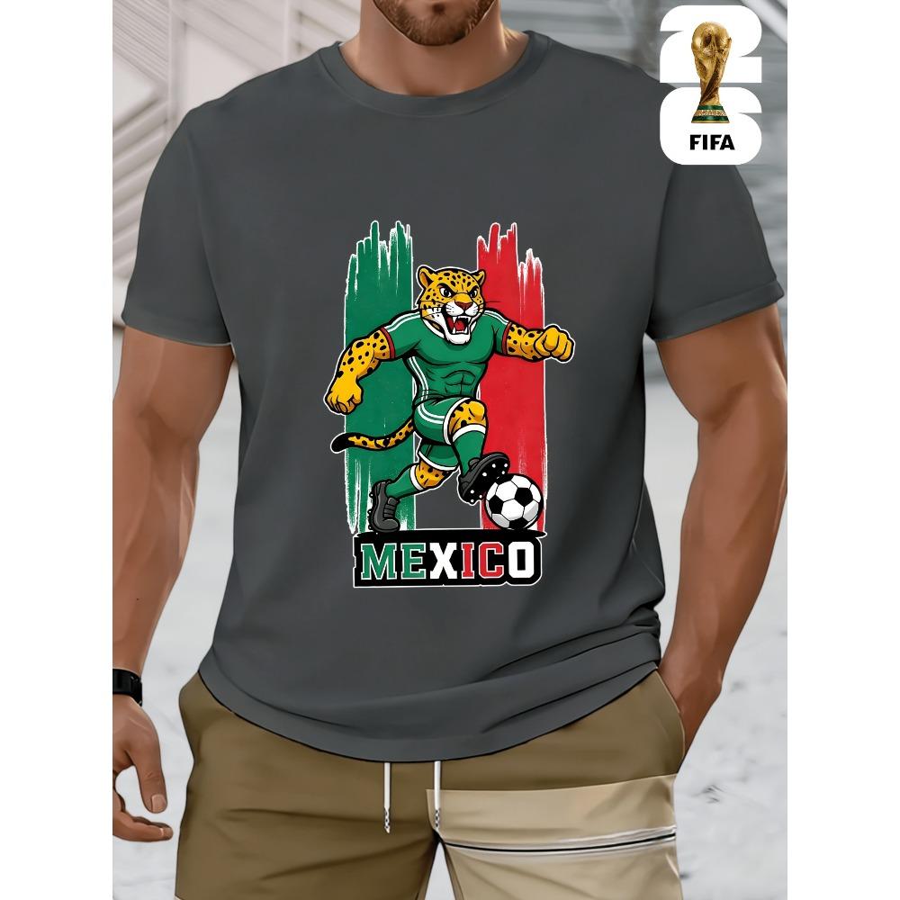 2026 USA-Mexico World Cup, FIFA Men's Basic and Fun Printed Short-sleeved T-shirt, Perfect for Summer Outings