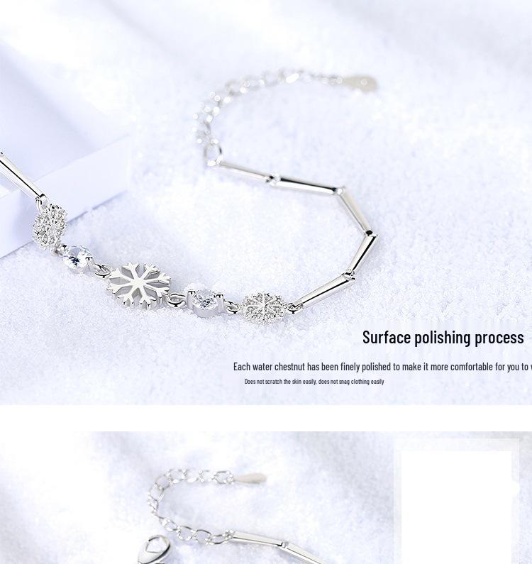 Bracelet Flocon de Neige Fleur de Glace Style Coréen - Tendance et Doux Cadeau de Noël pour Étudiantes
