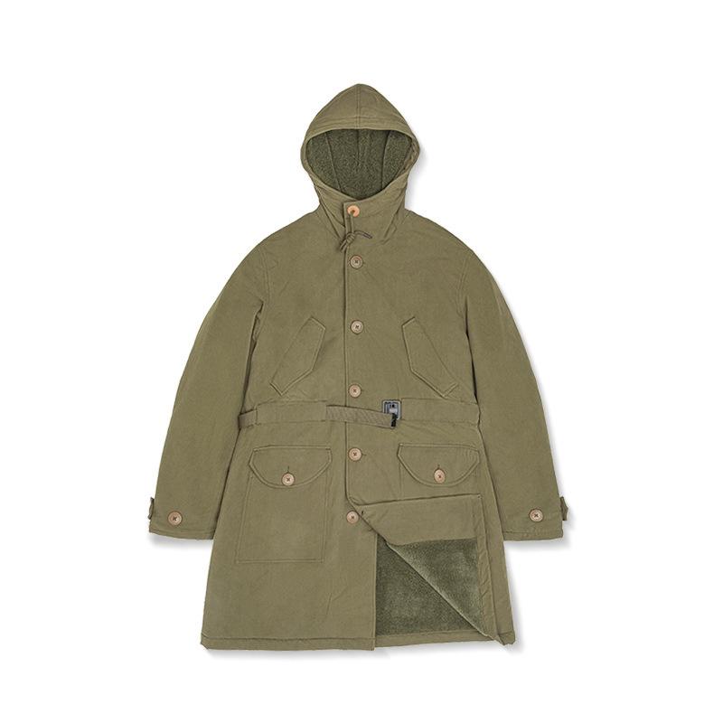 

Maden Workwear Чоловіча ретро польова куртка M47 - Теплий зимовий бавовняний пальто середньої довжини з капюшоном, важка S армія зелений колір