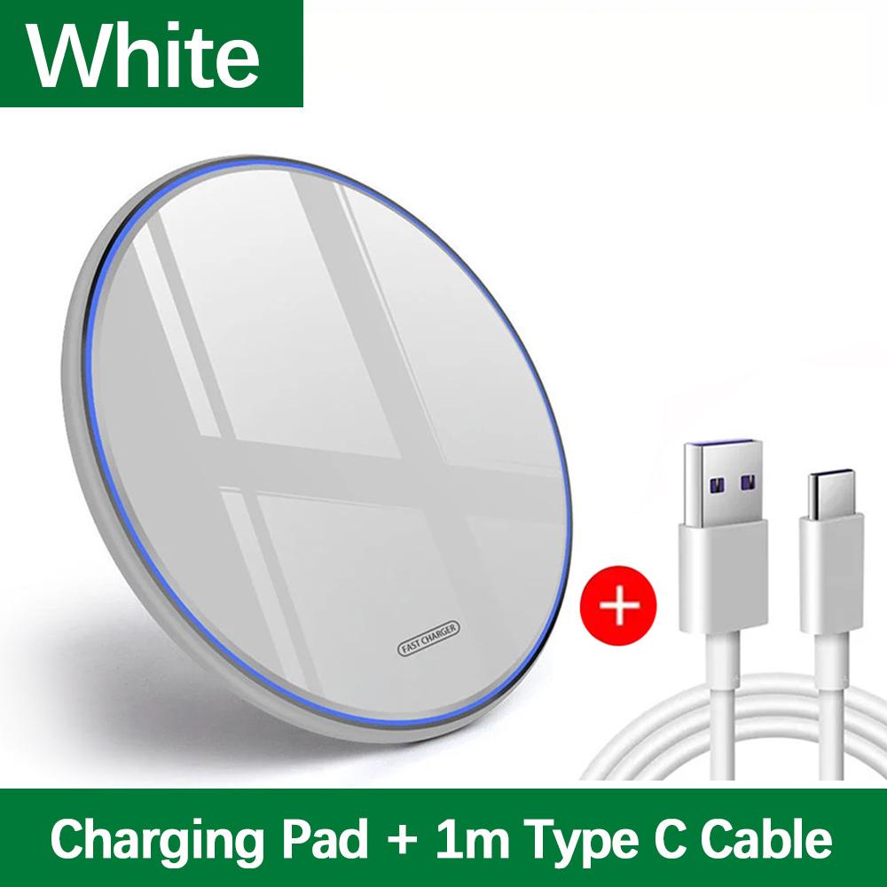 Wireless Charger Pad Stand Desktop Ultra-thin Mobile Phone Fast Charging Dock Station For iPhone 16 15 14 13 Samsung Note Xiaomi