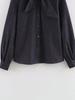Women's Versatile Bow-Accent Long Sleeve Denim Shirt