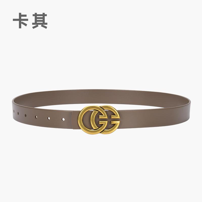 Letter Retro Belt First Layer Cowhide Casual Pure Cowhide Belt Women'S Genuine Leather Jeans Women'S Belt