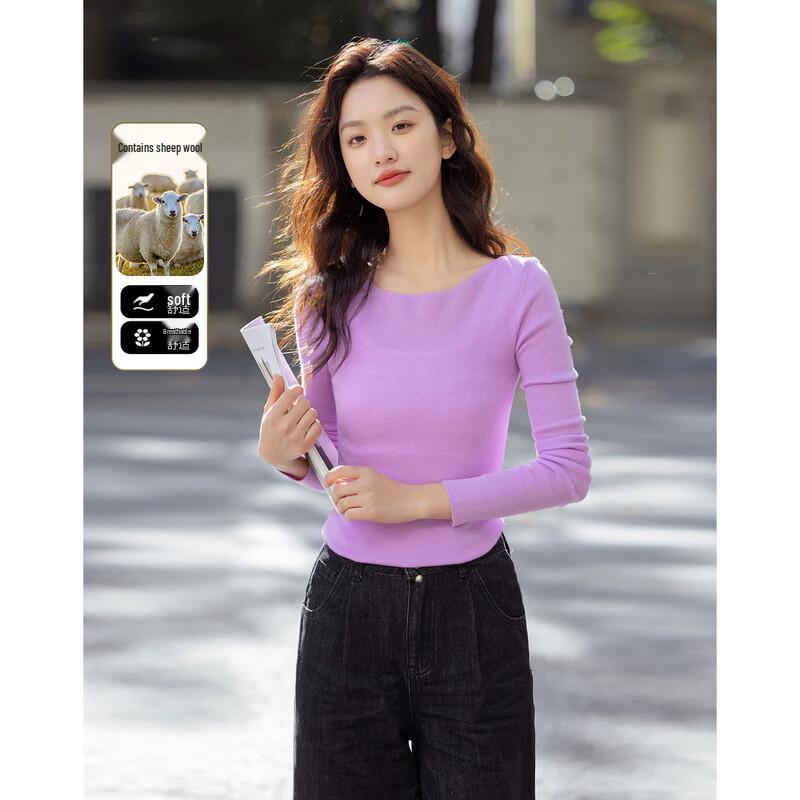 Demana Graceful Extension Off-Shoulder Wool Blend Knit Top L