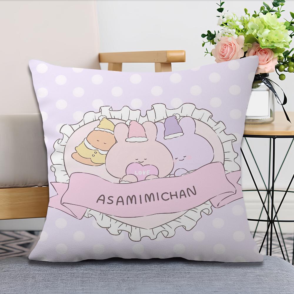 Cartoon A-Asamimichan Cute Bunny cushion For Bedroom Car Coffee Shop Room and Living Room Sofa Decorative Pillow Cover Case