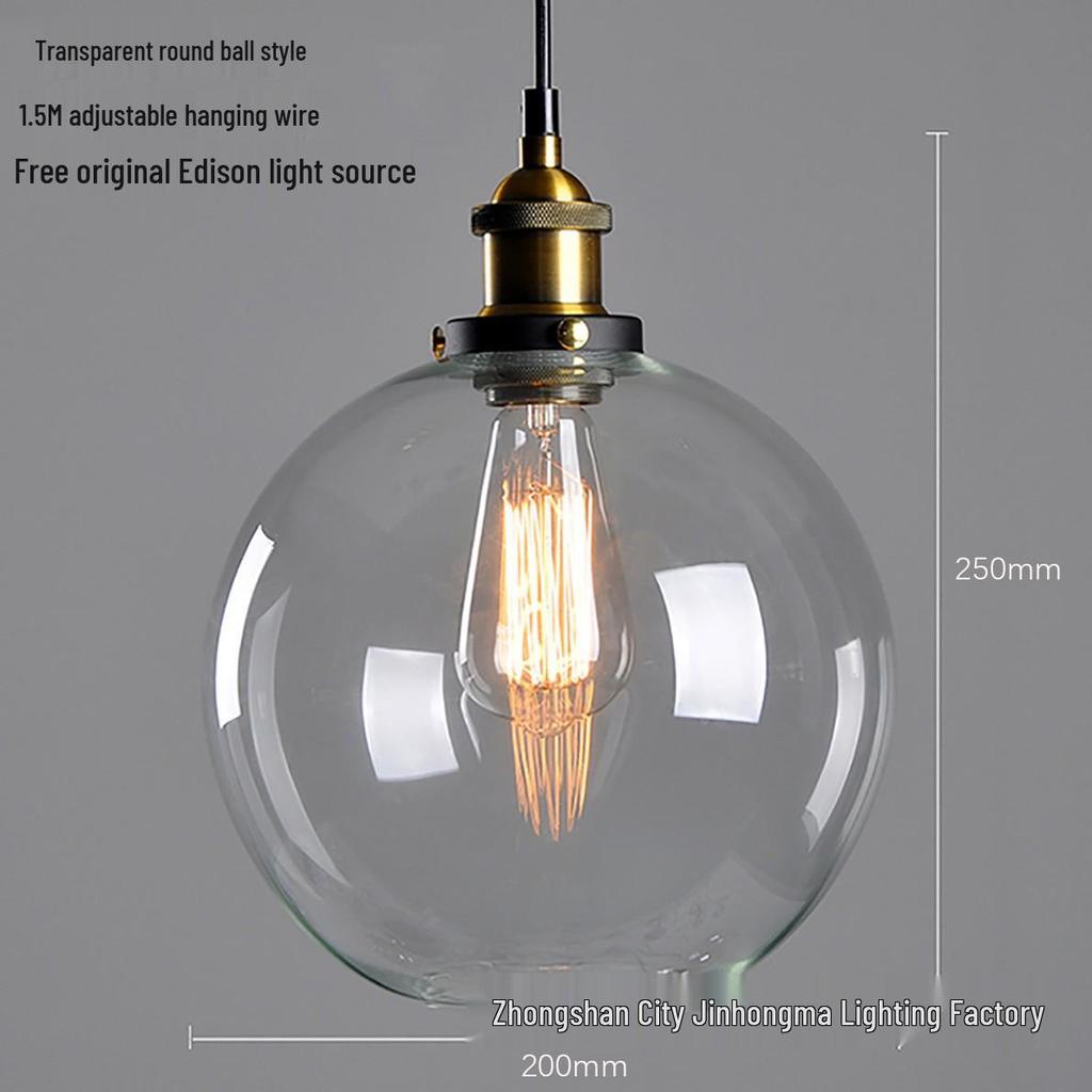 Nordic Retro Glass Pendant Light for Kitchen, Bar, Living Room, or Coffee Shop.