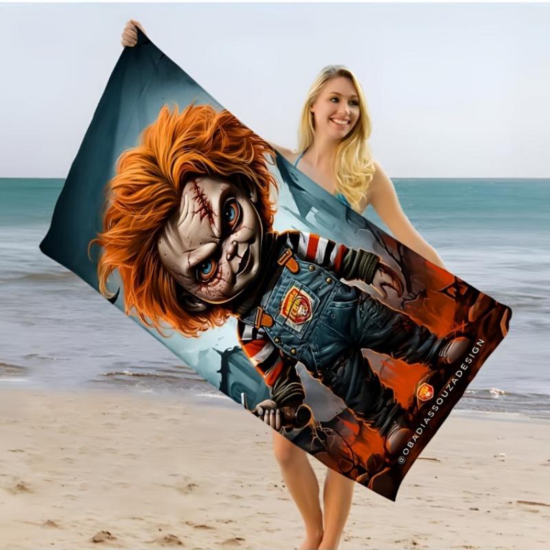 

Classic Halloween Horror Print Beach Towel,1pc, Soft, Absorbent,and Lightweight. Hand or Machine Washable.Perfect for Vacations W30*H60(CM)