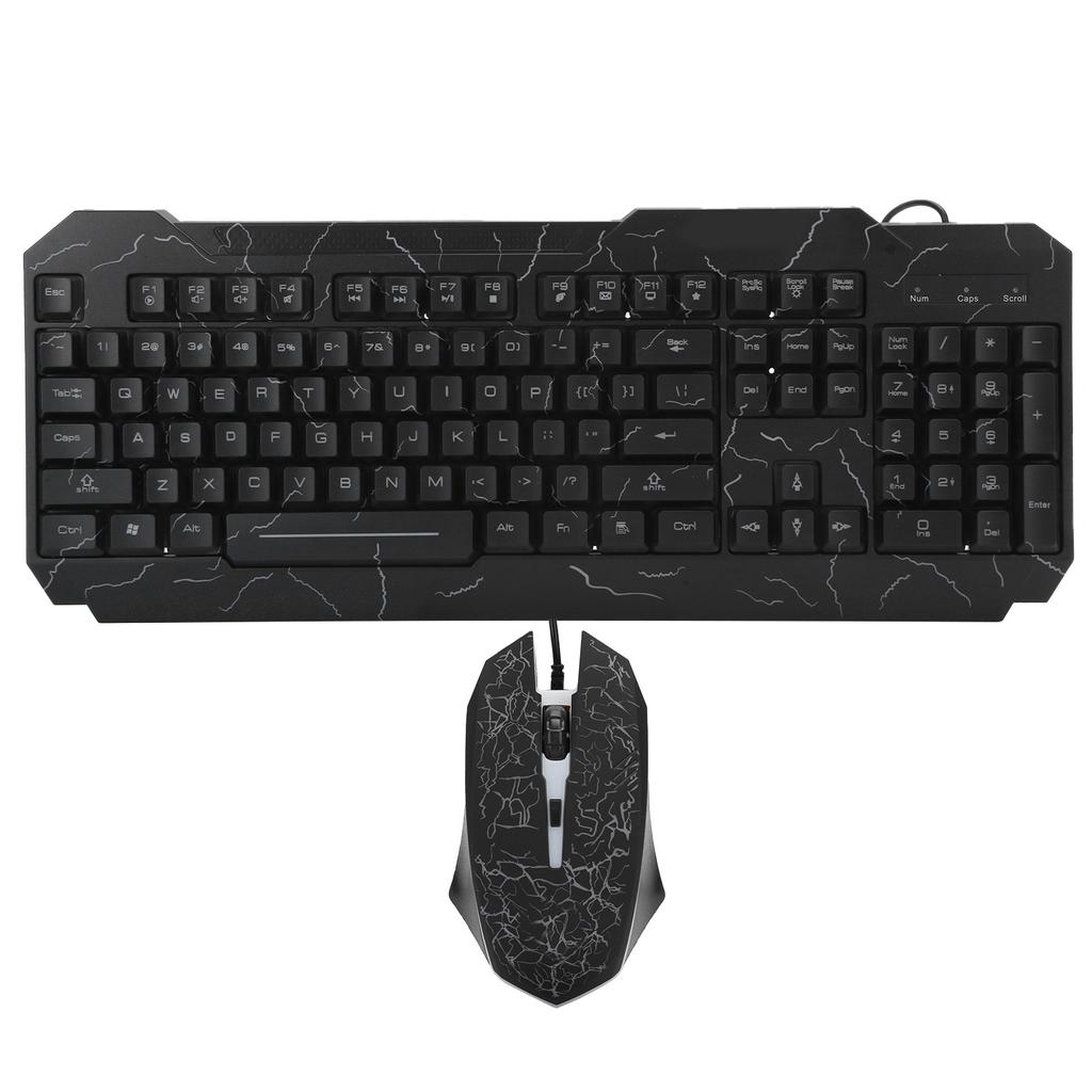 Wired Keyboard and Mouse Set Mechanical Cracked Character Illuminated Gaming AccessoriesD620