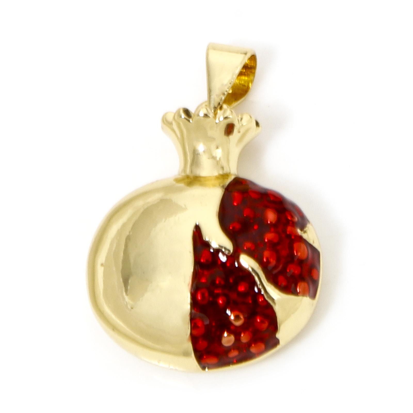 

1 Piece Brass Charm Pendant 18K Gold Plated Red Enamel Pomegranate For Jewelry Necklace Bracelet Making Findings