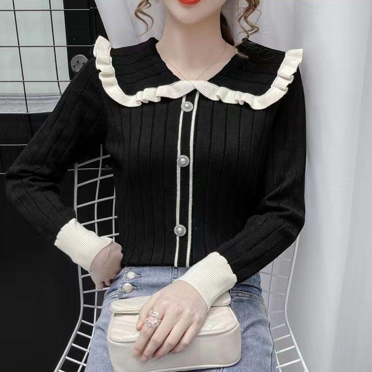 Pulover cu guler pentru păpuși Pulover tricotat Femei cu mâneci lungi de toamnă și iarnă, cu croiala subțire și temperament versatil, Top la modă