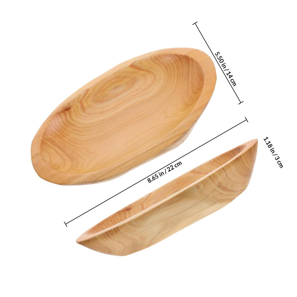 Wood Fruit Tray Oval Solid Wooden Serving Plate Smooth Polished Snack Storage Tray for Kitchen Living Room Wood Snack Plate