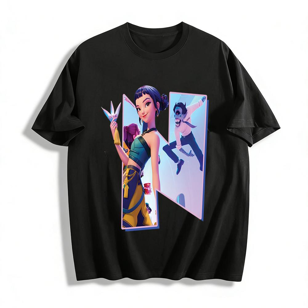 

Cyberpunk Style Cartoon Character Print T-Shirt Loose Casual Daily Wear Trendy Top For Men Women Pure cotton T-shirt 6XL