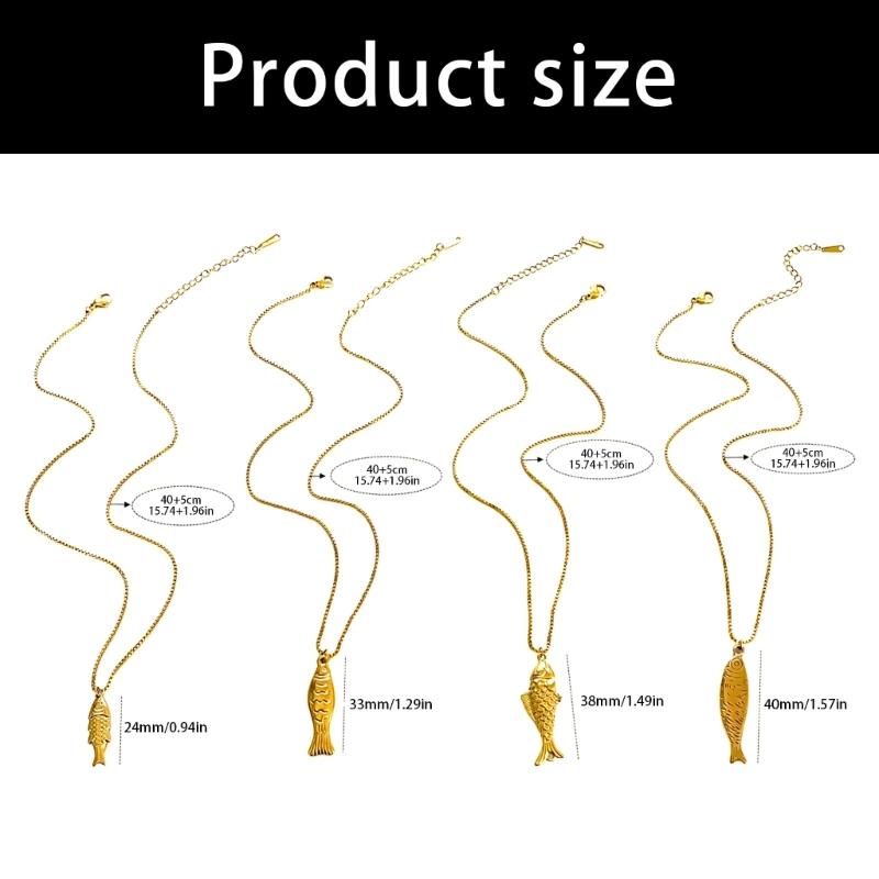 Stylish Fish Charm Handmade Necklace Stainless Steel Everyday Jewelry Gift For Her Trendy Clavicle Chain