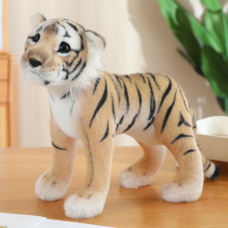 Realistic Beast Plush Toys Cute Wild Tiger Lion Leopard Soft Stuffed Animal Doll Cool Home Decor Kids Gift