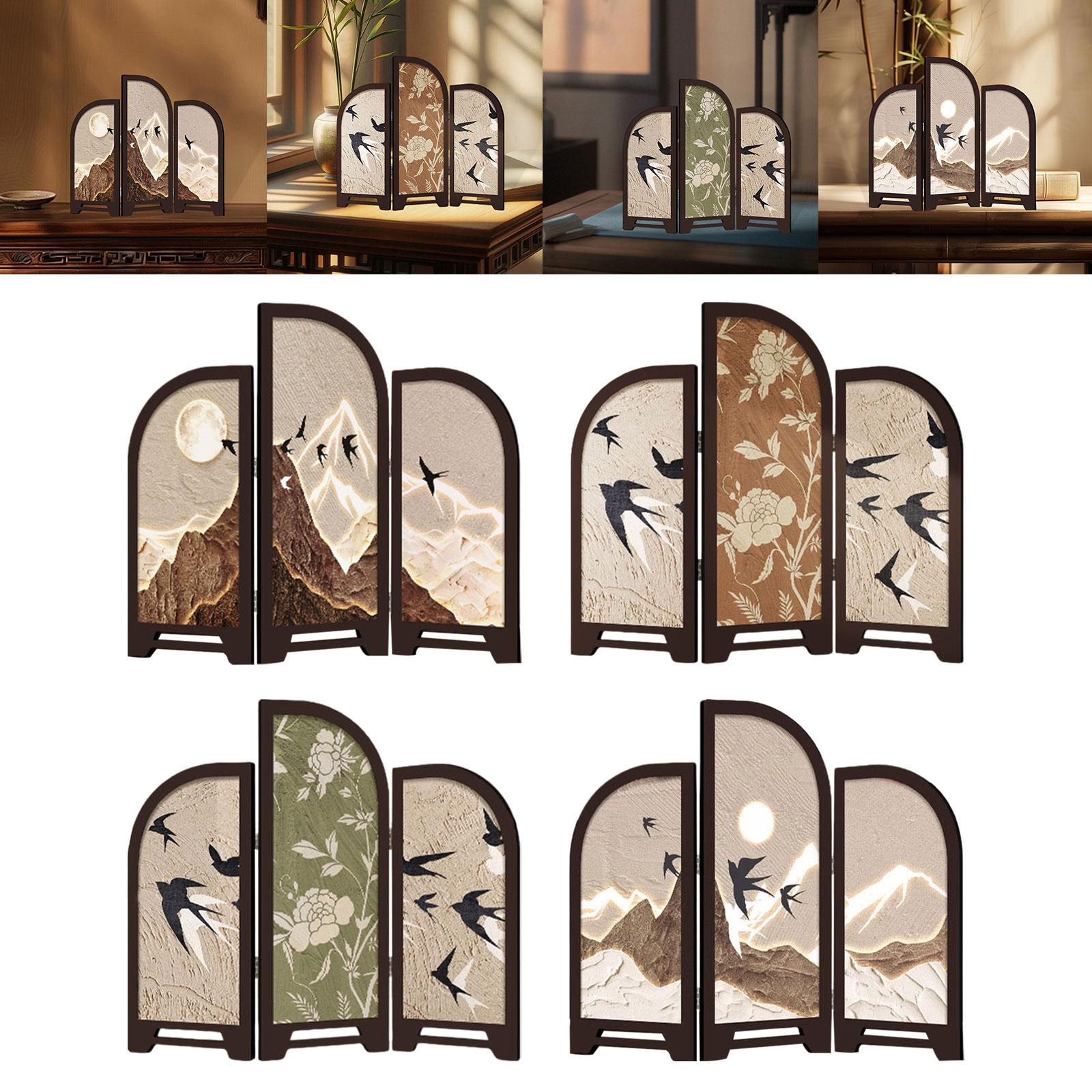 Decorative Table Screen Mini Folding Screen Desktop Folding Screen Partition for Entrance Cabinet Living Room Countertop
