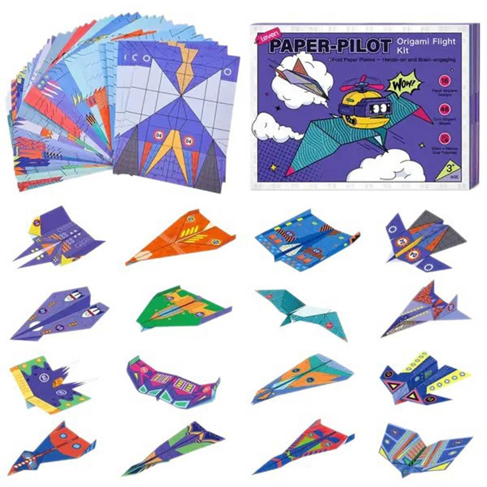 Leven DIY Paper Airplane Book 48 Sheets Multicolor Step by Step Folding Guide for Family Fun and Creative Learning