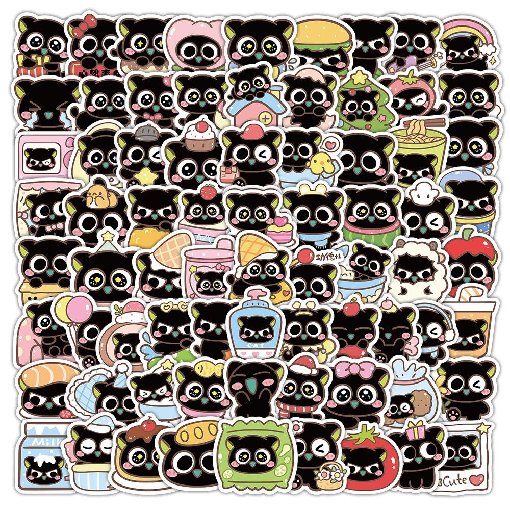 102pcs Kawaii Black Cat Stickers Pack Cute Cartoon Cat Waterproof Stickers for DIY Laptop Suitcase Skateboard Water Bottle Decor