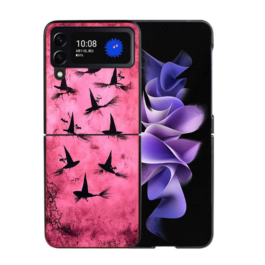 Halloween Wizard Hat Horror Fun Phone Case For Samsung Z Flip 7 6 5G Galaxy Z Flip4 Z Flip5 Z Flip3 Coque Black Hard PC Shell Pr